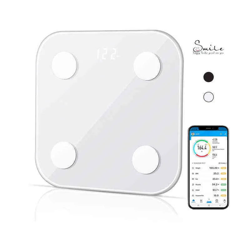 Échelle de poids électronique Bluetooth Body Fat Balance de salle de bain Balance LCD Affichage Smart Precision Digital Balance avec app aptitude H1229