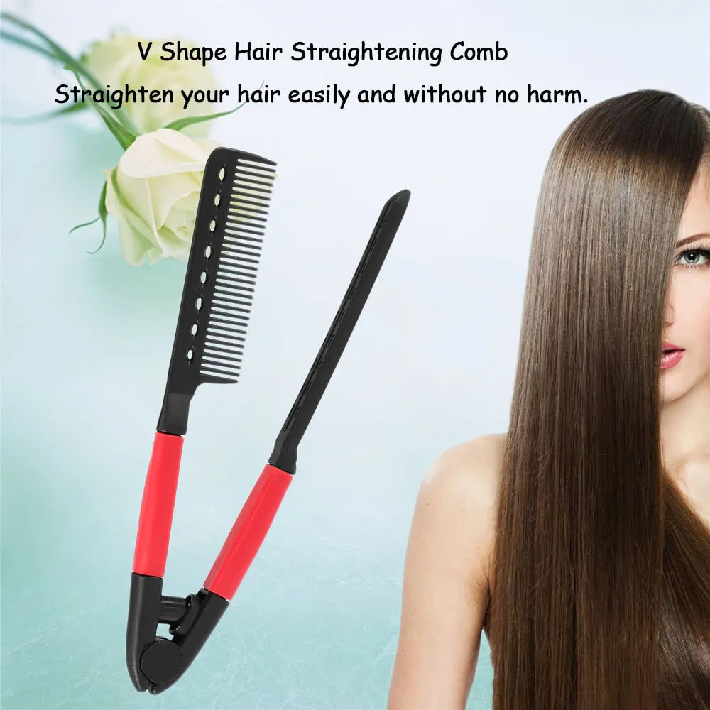 Hair Straightener Comb Hair Straightening Comb Brush V Shape Folding Salon Hairdress Styling Tool