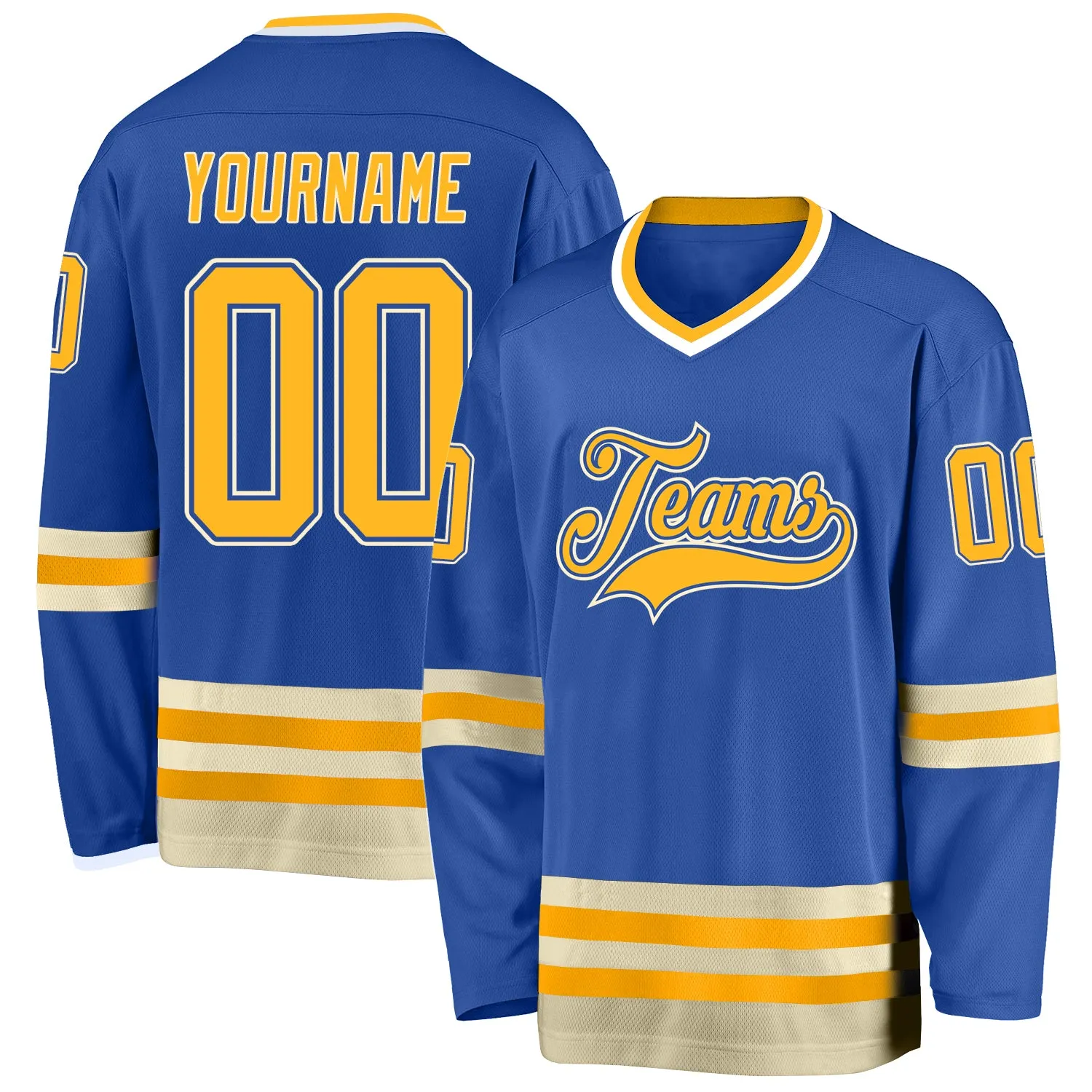 Save Big on Bulk Hockey Jersey Customized Custom Hockey Jersey In Blue  Gold Cream Colors, 2024 Design Best Deals on DHgate
