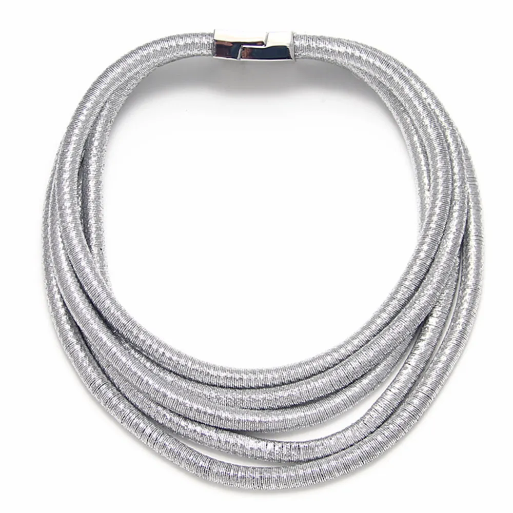 Maxi-Halsketten, modisch, Magnetknopf, mehrschichtig, Halskette mit Anhänger, Statement-Halskette für Frauen, ganzes Halsband289I