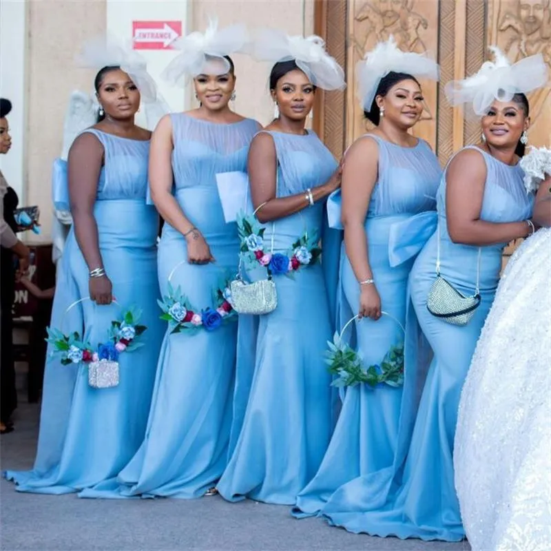 Пользовательские женские вечерние платья русалка невесты платье подружек невесты с большим луком стволочные платья для свадьбы мода Vestido de Novia