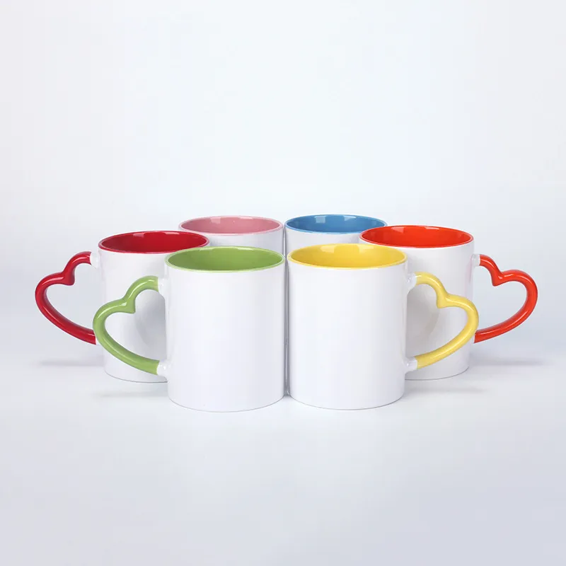 Tasses à café par Sublimation de 320ml, verre d'eau à faire soi-même, gobelets vierges avec poignée d'amour, cadeaux de saint valentin, w-00677