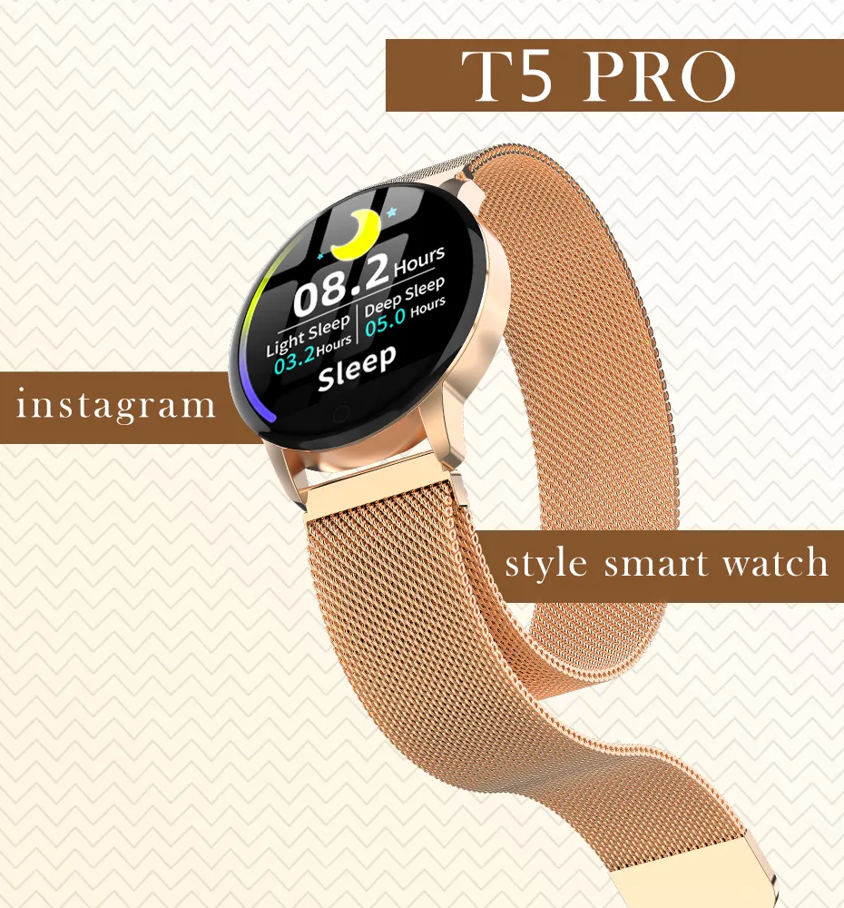 Makibes T5 PRO Advanced Milanese magnetic Fitness Tracker Smart Watch Blood Pressure Monitor Smartwatch Fashion PK Q8 Bracelet01