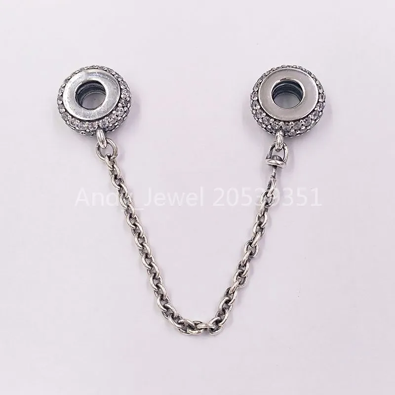 Andy Jewel 925 Sterling zilveren kralen Pave Inspiration Chain Charms past Europese pandora -stijl sieraden armbanden ketting 791736CZ