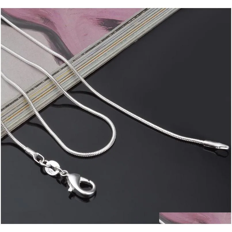 1MM 2MM 925 Sterling Silver Snake Chains choker Necklaces Jewelry in Bulk Optional Size 16 18 20 22 24 26 28 30 inches