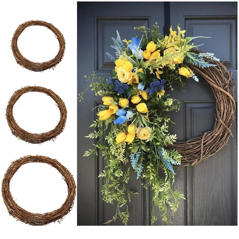 Ramadan Decoration 30cm Natural Rattan Wreath z rzemiosłem Eid Mubarak Party Domowe drzwi wiszące Islamskie Mus Qylkpn