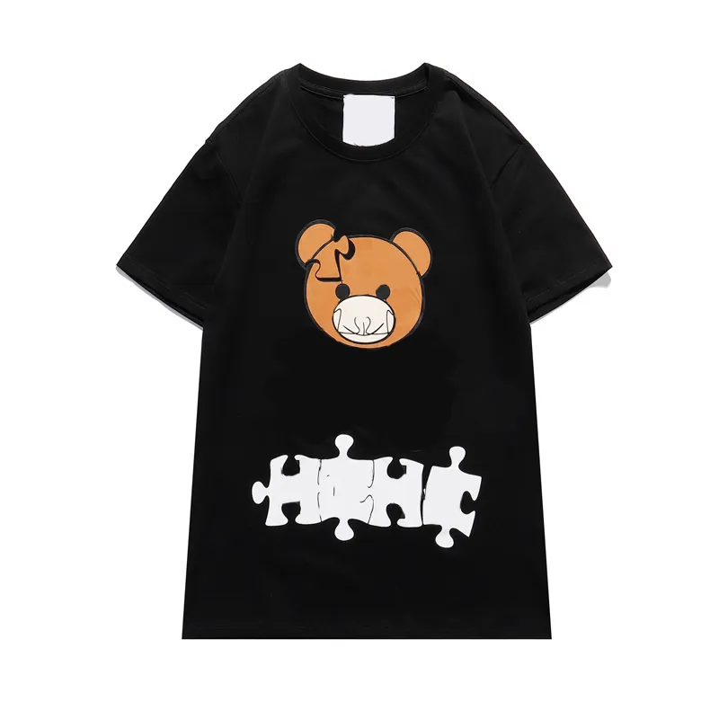 Men and WomenMens T Shirts Designer Women Bear Print Tshirts Summer Fashion Puzzle Short Sleeve Man Street Style Tees Woman Clothing High Quality