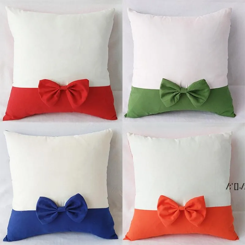 40x40cm Bow Pillow Cover Sublimation Blanks DIY Printing Kudde Pillowcases med dragkedja RRB13118
