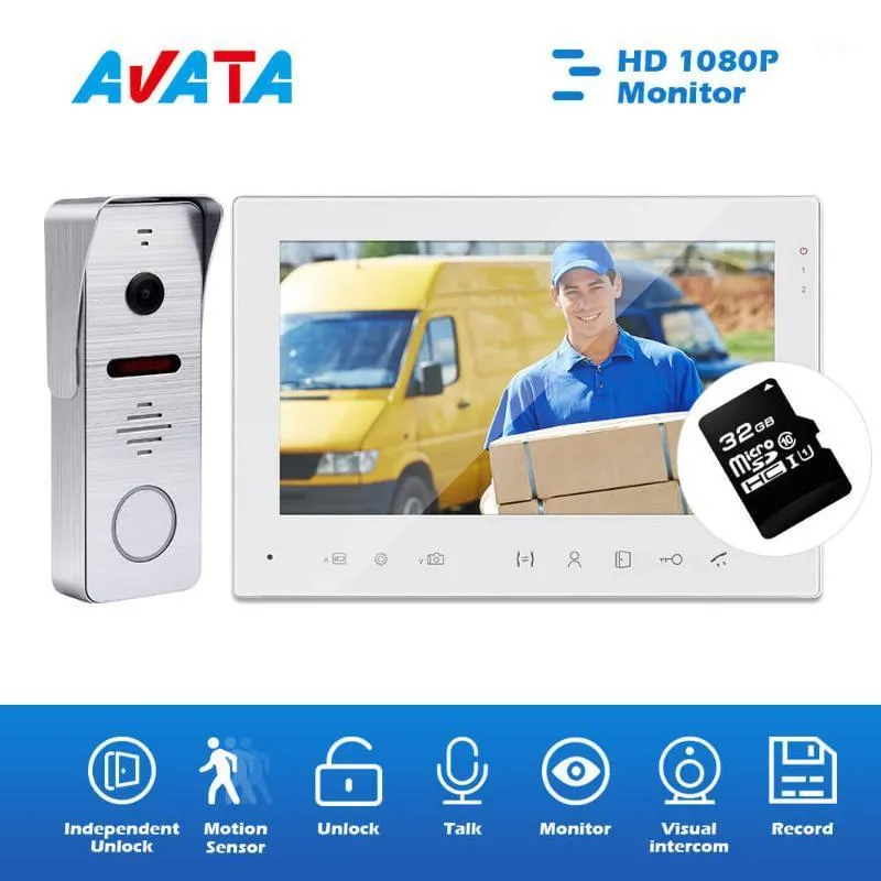 Video Door Phones 7 "Telefon intercom för hem säkerhetssystem IR vattentät dörrklamkamera och oberoende upplåsning 1080p monitor1