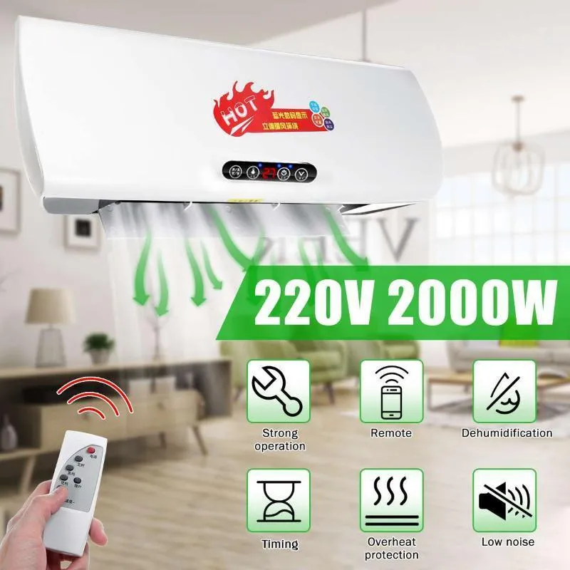 LED parede montada ar condicionado aquecedor elétrico 2000W ar condicionado ptc aquecedor elétrico 8 horas temporizador de dehumidifier1