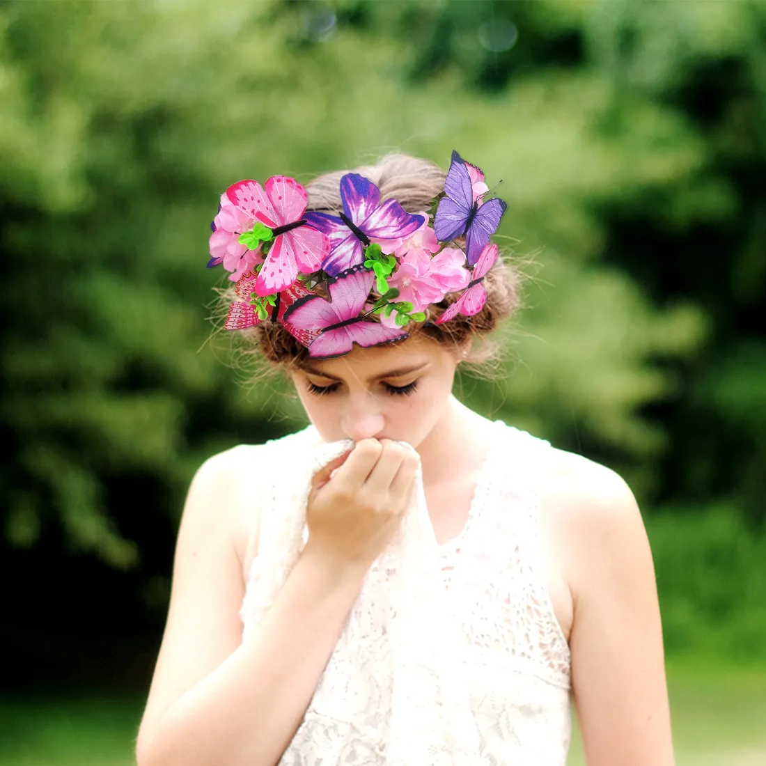 Couronne de Fleurs Roses pour Festival, Accessoires pour Cheveux