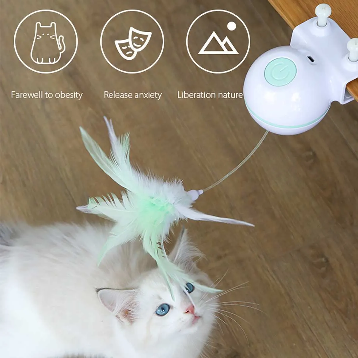 Electric Cat Toys Feor USB Котенок Интерактивная палка Смешные кошка Рыболовная удочка Игра Перо Палочка Игрушка ПЭТ Поставки Cat Accessory 201111