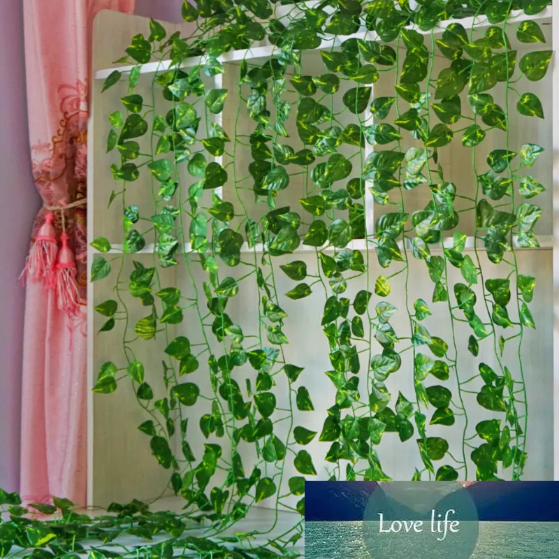 2.1m 긴 인공 식물 녹색 아이비 잎 인공 포도 나무 가짜 Parthenocissus 단풍 잎 홈 웨딩 바 교수형 식물