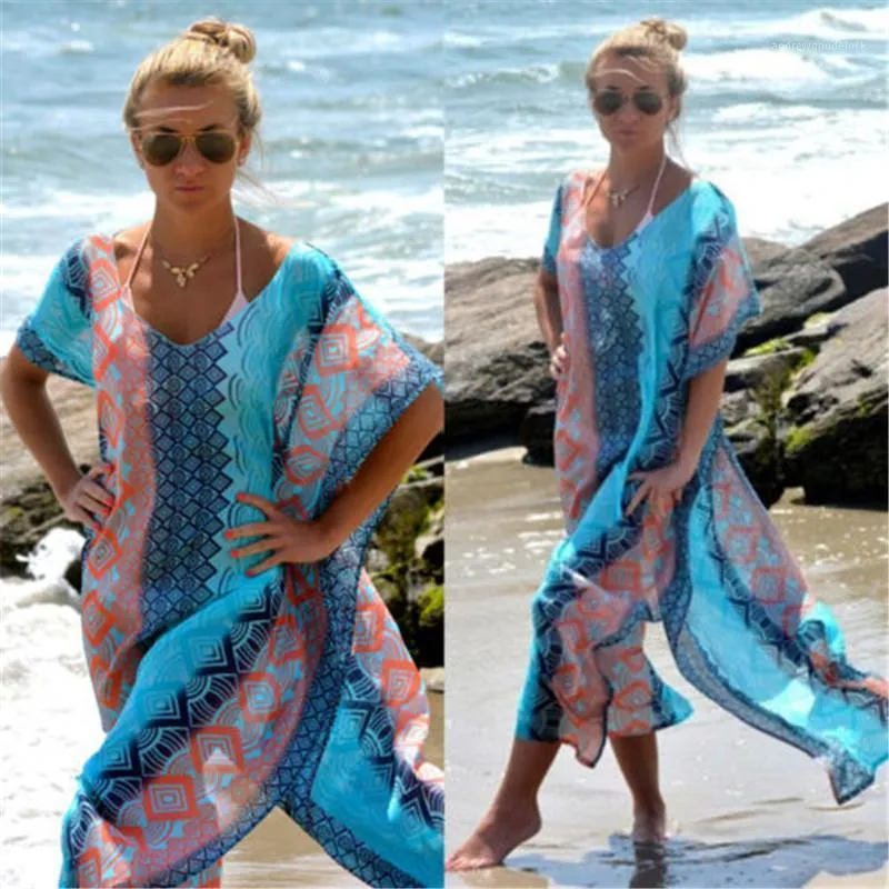 Sarongs 2021 Women Chiffon Kimono Beach Cardigan Bikini Cover Up Wrap Beachwear Lange jurk Lace Haak Tops Swimwear1