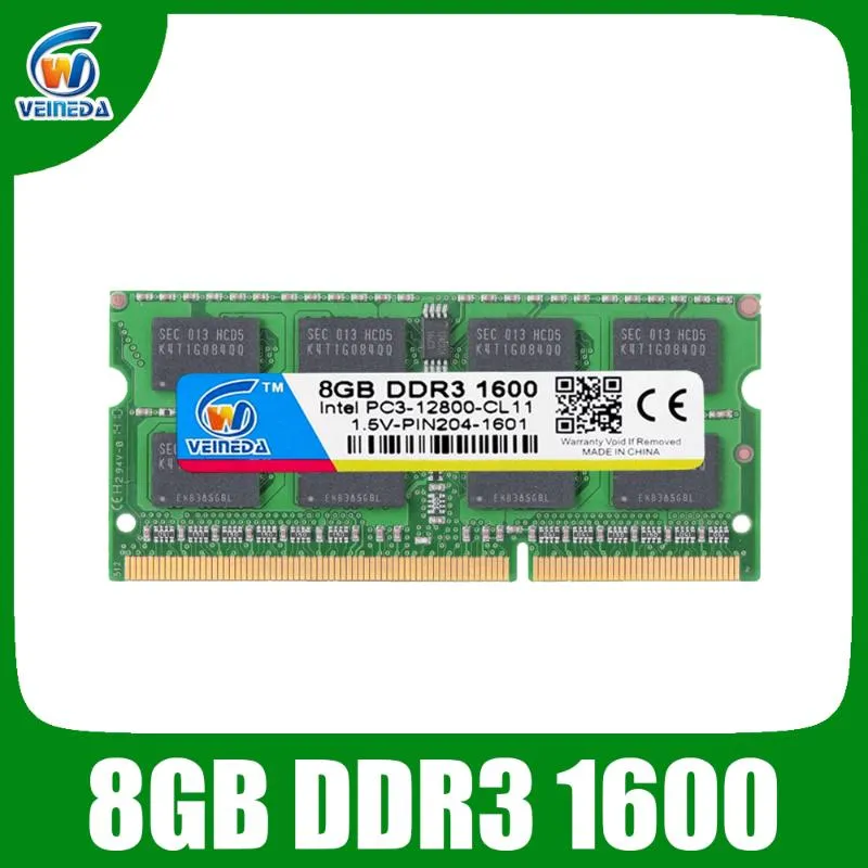 Veineda DDR3 8GB RAM SODIMM DDR 3 4GB 1600 1333 Intel AMD 노트북 RAM 메모리