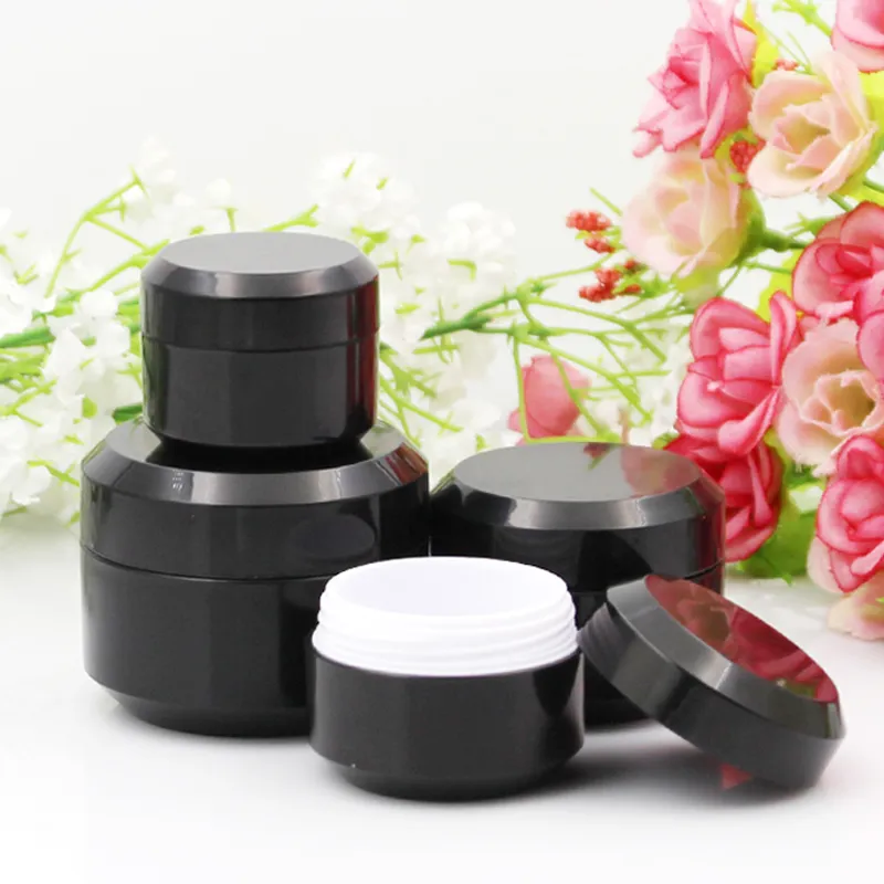 20 x 5g 10g 15g 30g Mini Black Plastic Empty Jar Pot Travel Cosmetic Sample Makeup Face Cream Containers Nail Art Organizer Home