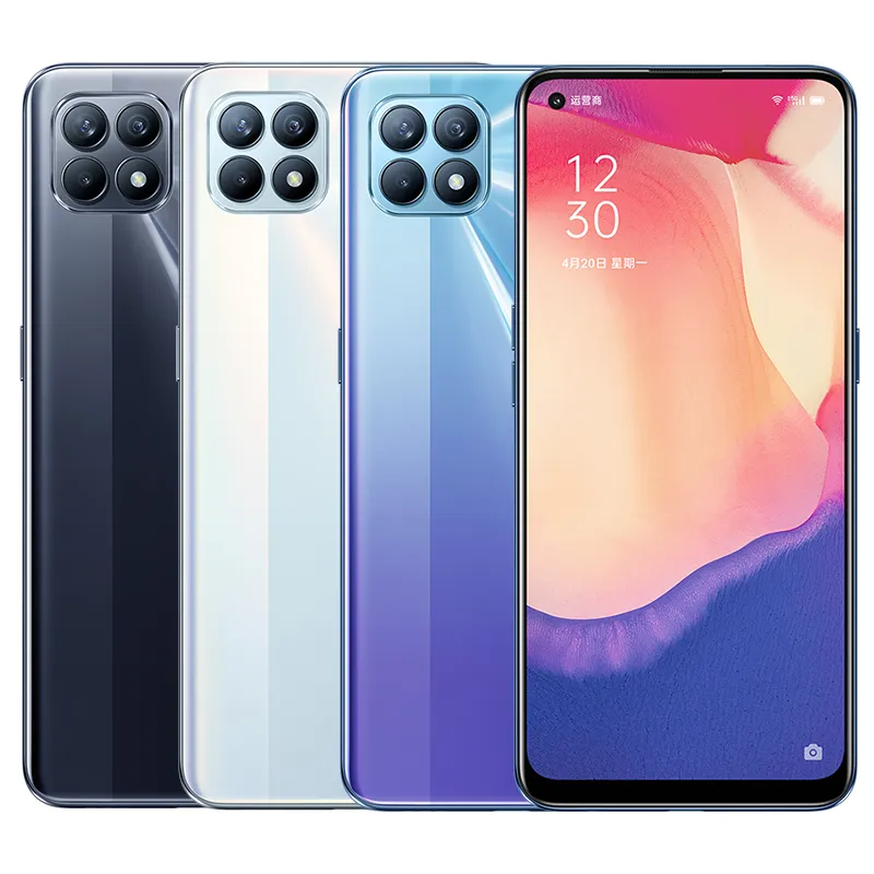 Original Oppo Reno 4 SE 5G Mobiltelefon 8GB RAM 128GB 256GB ROM MTK 720 OCTA Core Android 6.43 "48.0mp ai Ota ansikte ID Fingeravtryck Mobiltelefon