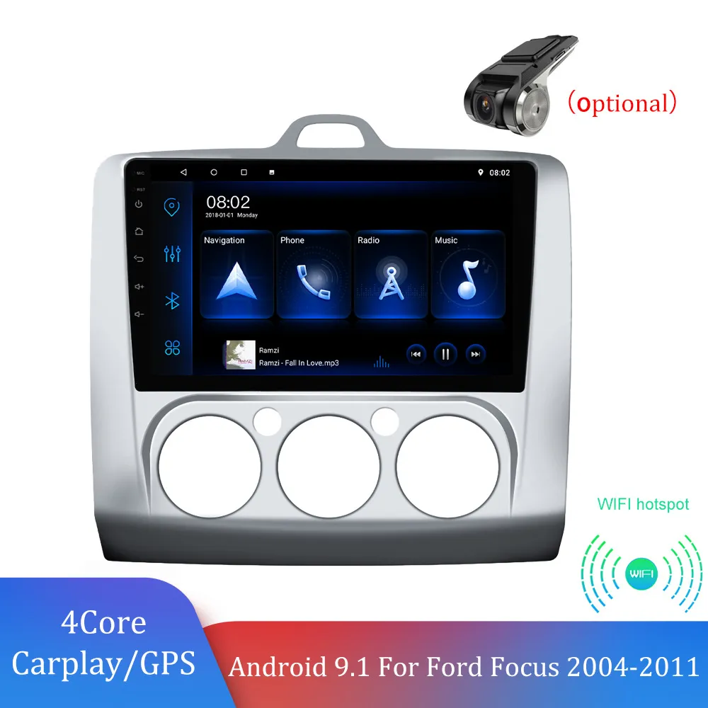 Android 9.0 CarPlay Car Radio FM 2din 9 '' Navigation Split Screen GPS multimedia spelare för FORD FOCUS EXI MT 2004-2011