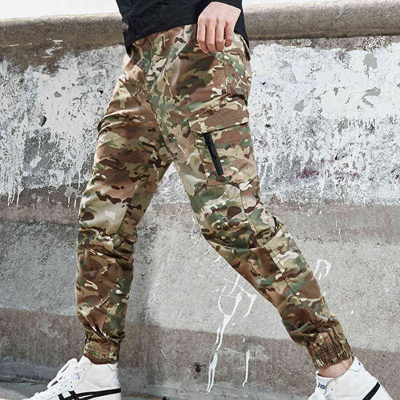 Wiosna Jesień Kamuflaż Spodnie Taktyczne Mężczyźni Casual Wodoodporna Army Wojskowe Spodnie Joggers Streetwear Stretch Cargo Spodnie H1223