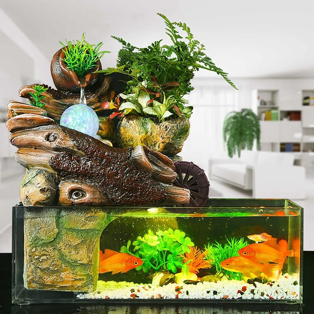 Rium Fish Tank Artificial Landscape Rockery Water Fountain With Ball  Ornaments Living Room Desktop Lucky Home Bar Decoration Y20092668 From  Bingge66, $85.18