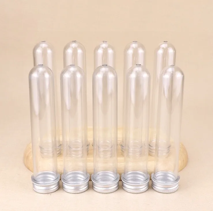 70ML Empty Plastic Candy Bottle PET Clear Test Tube with Screw Aluminium Cap for Milk Tea