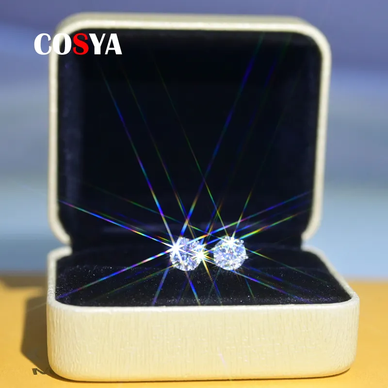 Cosya real 1 قيراط من الماس أقراط للنساء 925 الجنيه الاسترليني الفضي حفلة Wed Fine Jewelry عيد الحب عيد الحب 220211