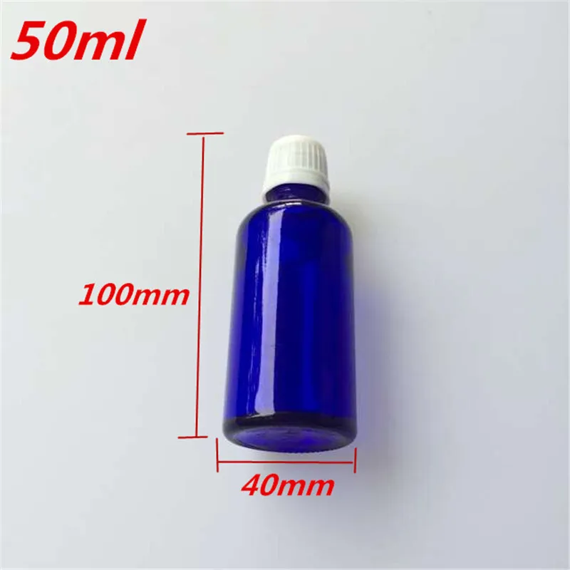 10 pcs 40x100 mm garrafas escuras de vidro azul com plástico branco CapPlugs DIY 50 ml Esvaziar Óleo Essencial