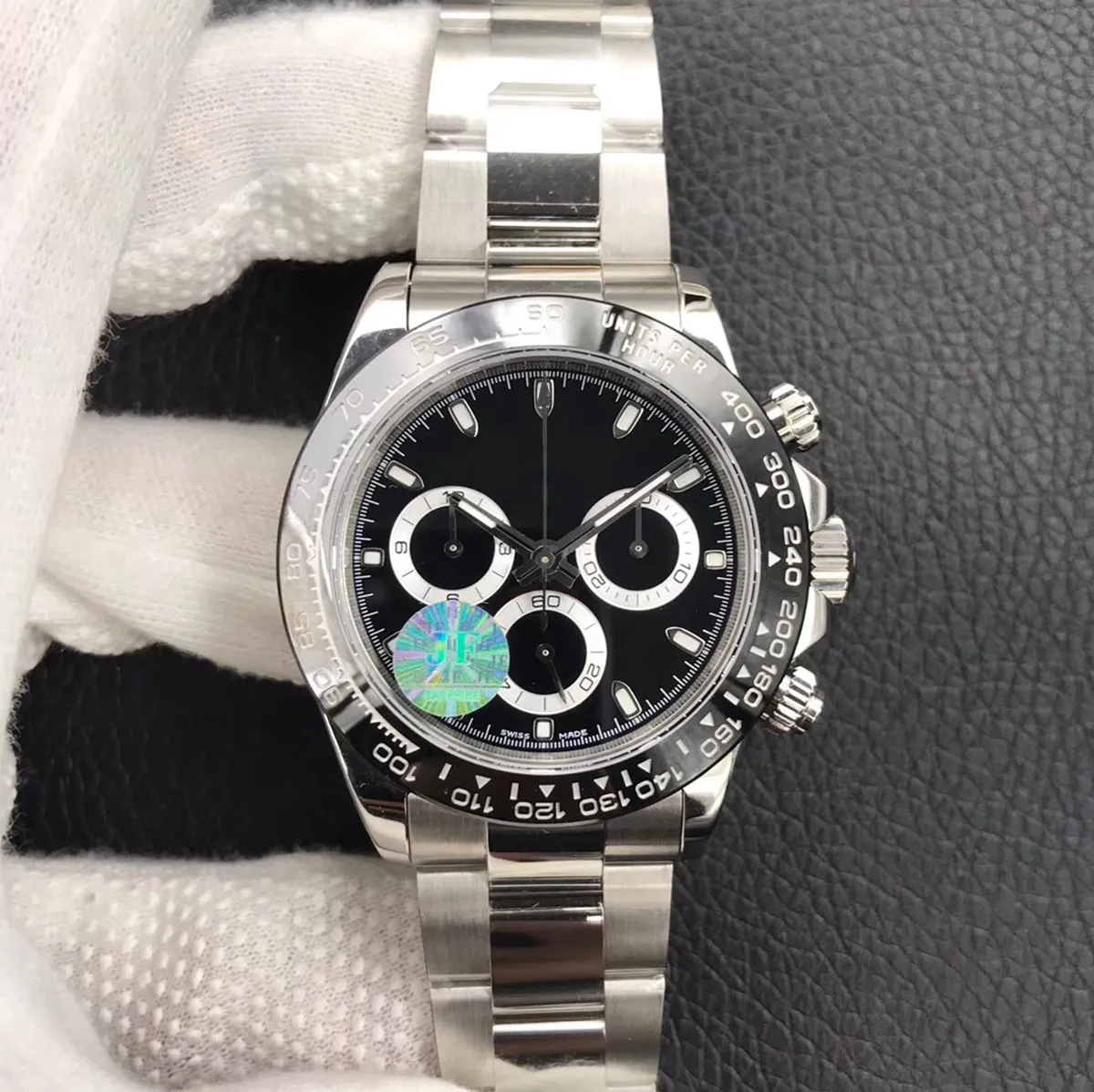 Top chronograf sportowy męski zegarek Panda czarny biały automatyczna tarcza 40mm męski ETA7750 automatyczny chronograf 116508 116500ln chronograf