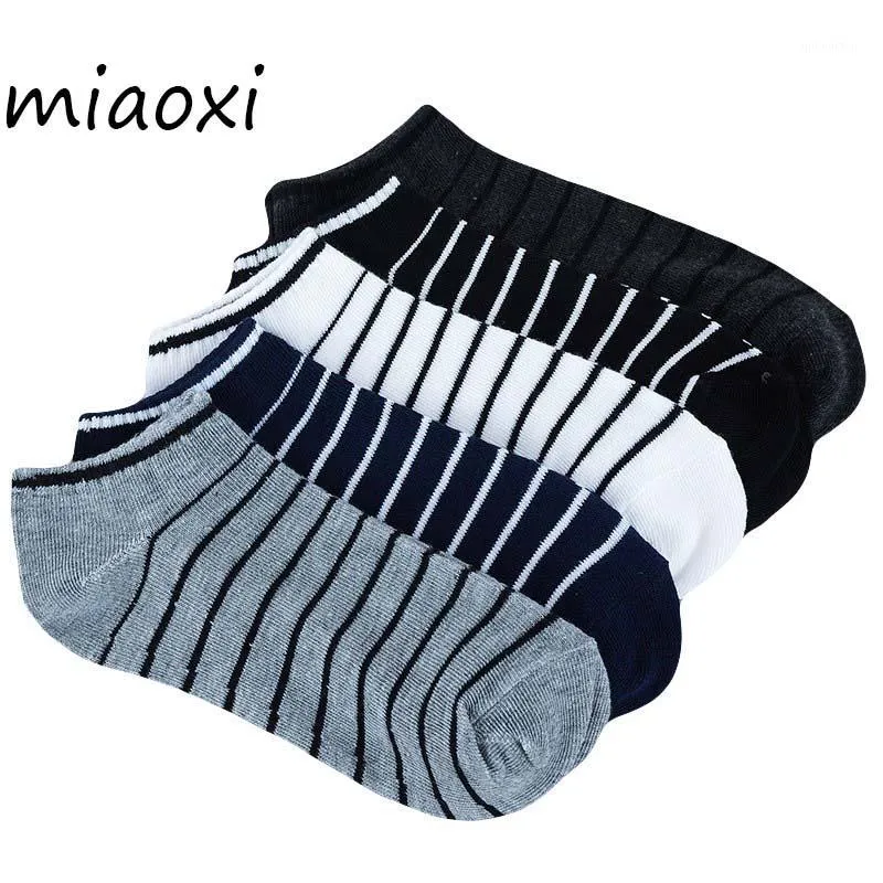 メンズソックス卸売 -  Miaoxi Stripe Men Summer Sock 5ペア/ロットパッケージ男性ライトコットンショート卸売カップルSALE1