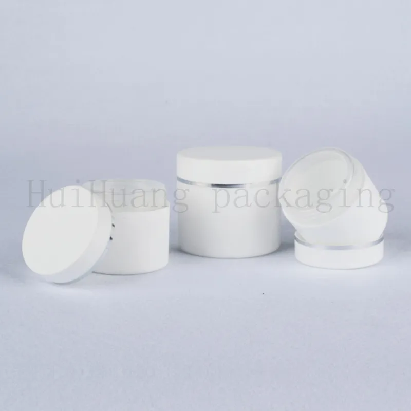 30g 50g 100g white silver collar cosmetic container jars for cream packaging,white tin containers,cream box can salve