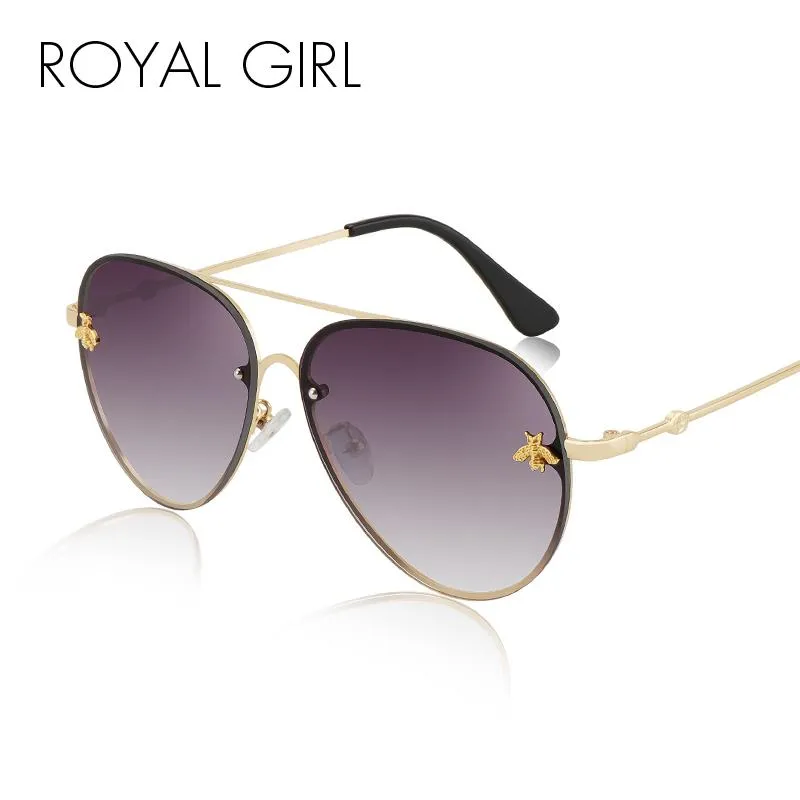 2020 Designer Oval Rimless sunglasses for women for Women Small Bee Black Pink Eyewear with Ocean Lens and UV400 Protection ROYAL GIRL SS023