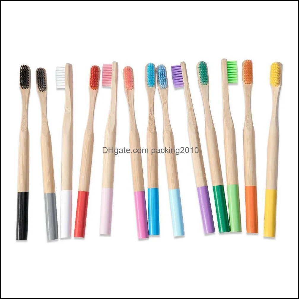 1PC Environmentally Wood Rainbow Toothbrush Bamboo ToothBrush Bamboo Fibre Wooden Handle Tooth Brush Whitening Rainbow