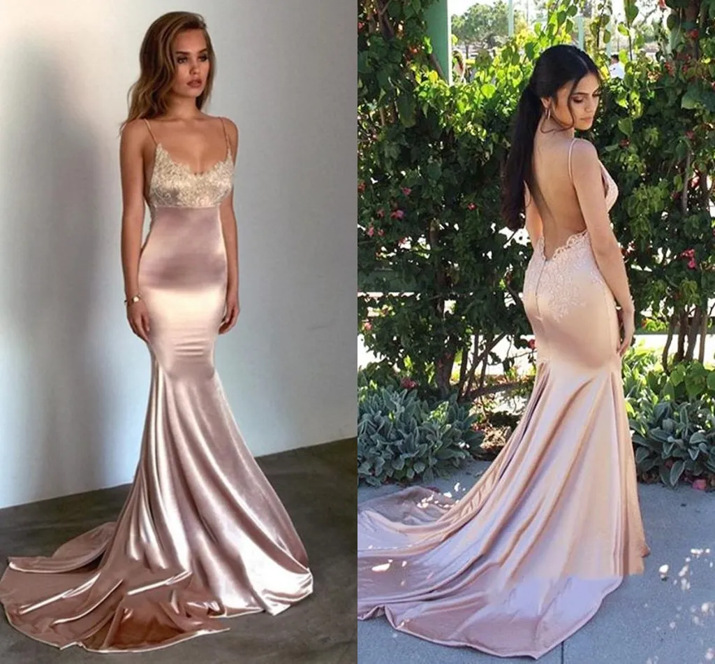 Glossy Pink Long Mermaid Bridesmaid Dresses For Women Lace Spaghetti Straps Sweep Train Trumpet Maid Of Honor Gowns Sexy Plus Size Wedding Guest Party Dress AL8750