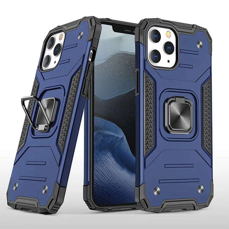 För iPhone 12 Pro Max Case för iPhone 11 Pro Max Case X XR XS Max 8 Plus Shock Fast Kickstand Ring Phone Case