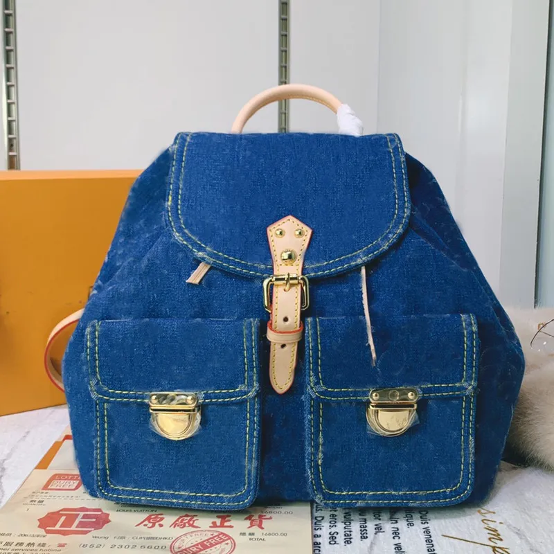 Zaino in tela di jeans Luxurys Zaino da donna Designer Zaino in jeans Borsa a tracolla retrò Borsa a fiori vecchia Borsa da scuola per adolescenti Zaino di alta qualità