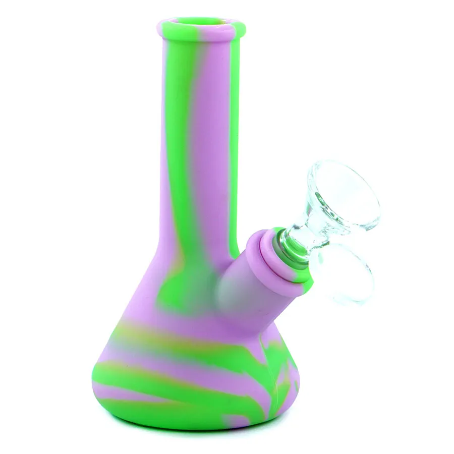 5 "Fumer Bécher Bongs Droite silicone narguilé bong Conduite D'eau En Verre Dab Rig Huile Rigs Narguilés