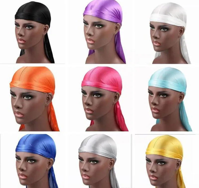 Yeni Moda erkek Saten Durags Bandana Türban Peruk Erkekler İpeksi Durag Şapkalar Kafa Korsan Şapka Saç Aksesuarları DHL Ücretsiz