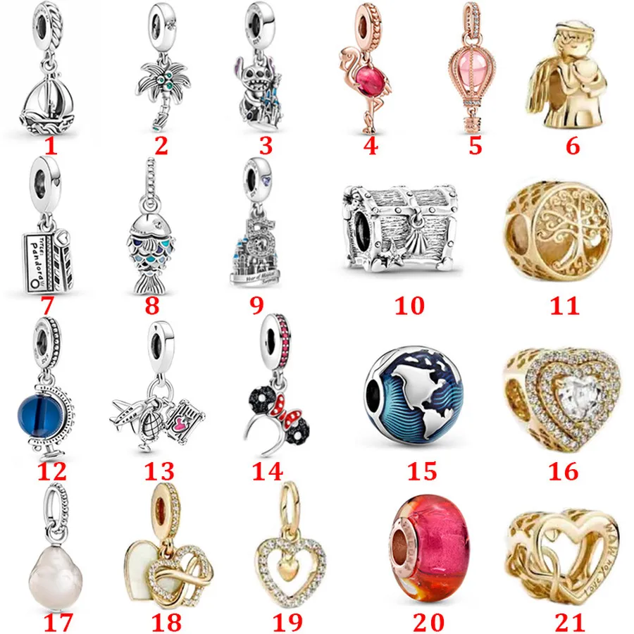 Gioielli firmati Bracciale in argento 925 Charm Bead fit Pandora Love Ocean Perle di vetro Terra Perla Bracciali scorrevoli Perline Charms stile europeo Perline Murano