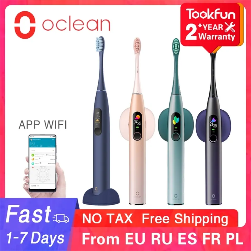 Oclean X Pro Sonic Electric Toothbrush Whitening Teeth vibrator Wireless Brush 40 days Ultrasonic Cleaner Smart APP WIFI Check 220222