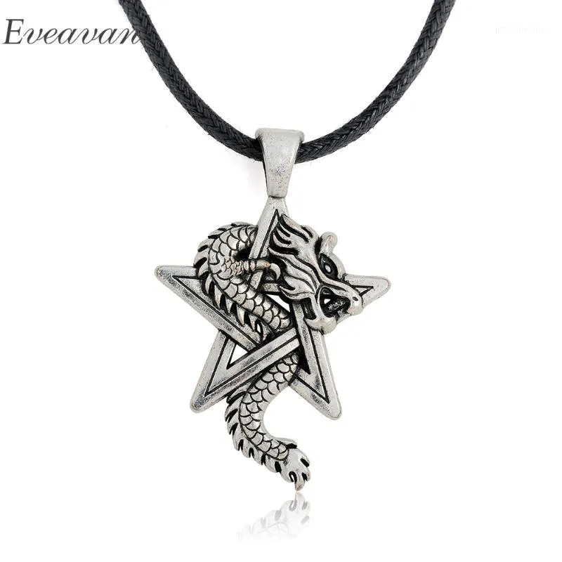Eueavan 30 pcs antigo prata banhado a estrelas e dragão amuleto pingente colar vintage jóias para homens mulheres1
