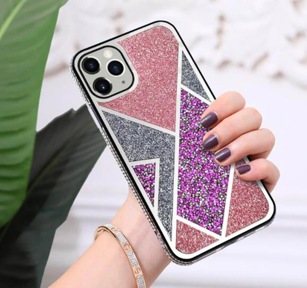 Nieuwe diamant glitter telefoon gevallen zachte tpu glanzend bling case voor iphone 15 14 13 12 pro max S21 S30 Achterkant mobiele telefoon protector