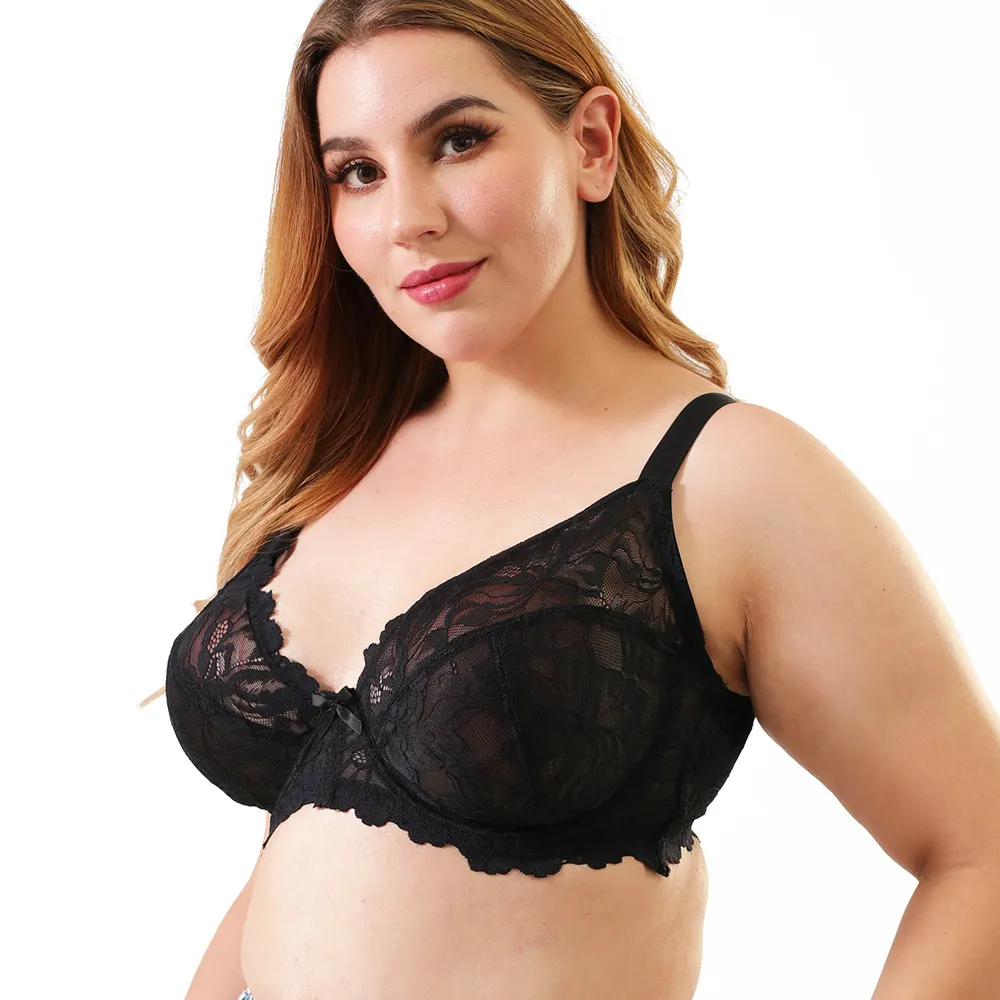 Women's Full Coverage Bra Underwired No Padding Floral Lace Plus Size 
