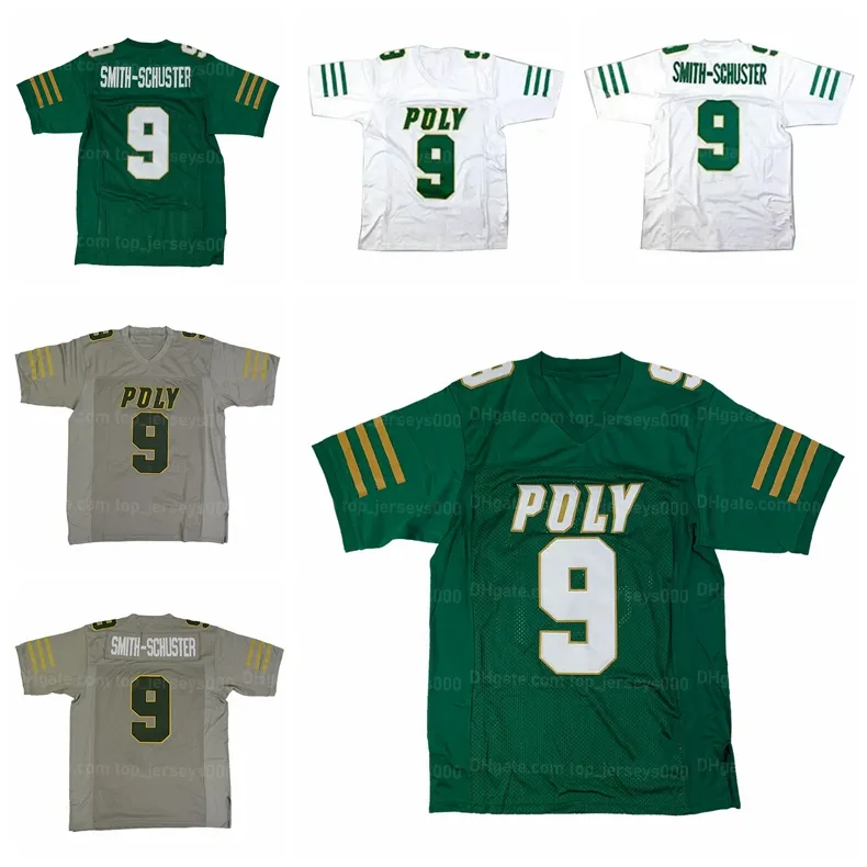 Anpassad # 9 Juju Smith-Schuster High School Football Jersey Stitched Green White Gray Size S-4XL Toppkvalitet