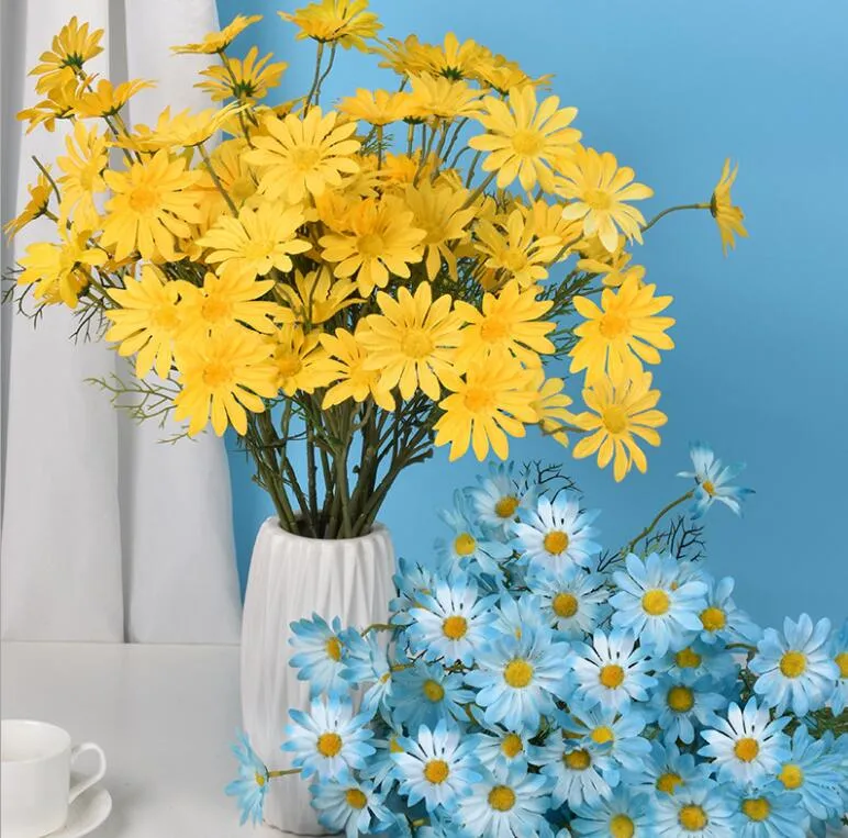 Simulation kleine Gänseblümchen 5 Kopf Blumen holländische Chrysantheme Kamille Hand hält Hochzeit Home Dekoration falsche Blume