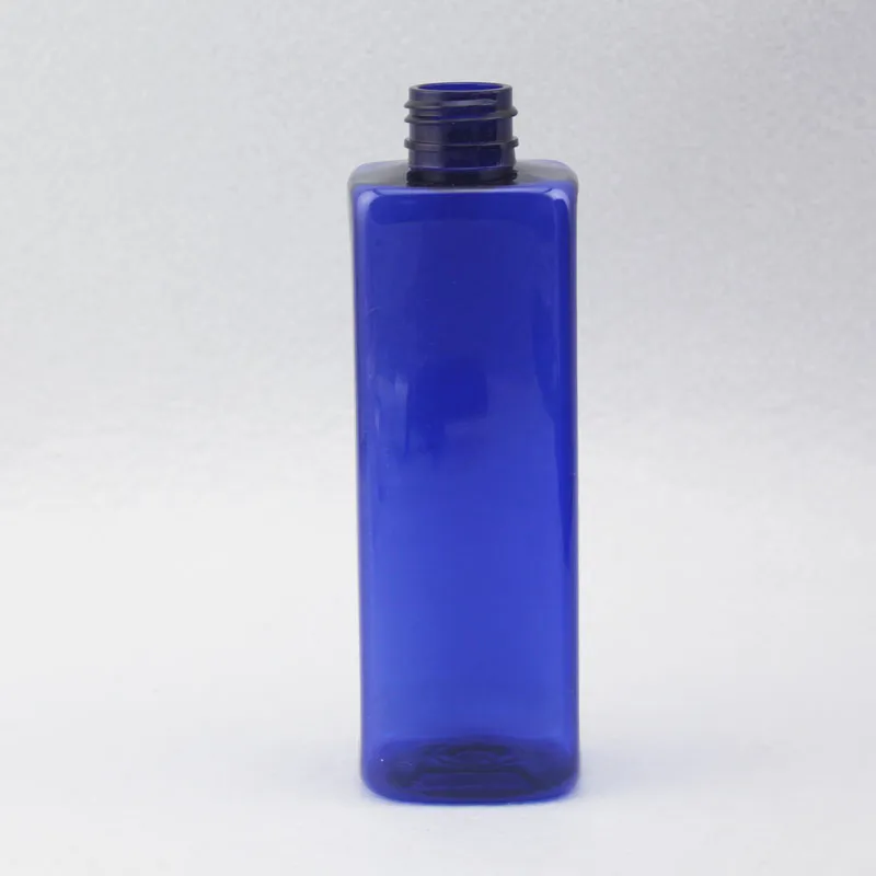 28 botellas de viaje de embalaje cosmético vacío de plástico cuadrado multicolor de 250 ml 250 cc con botella de PET de plata dorada