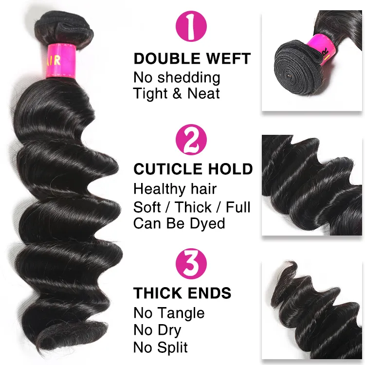 Xblhair Human Long Hair Curly Bundle Hair Factory Bundle Packs Weave Good Feedback Virgin Full Nuticle Justerad Babyhårförlängning243s