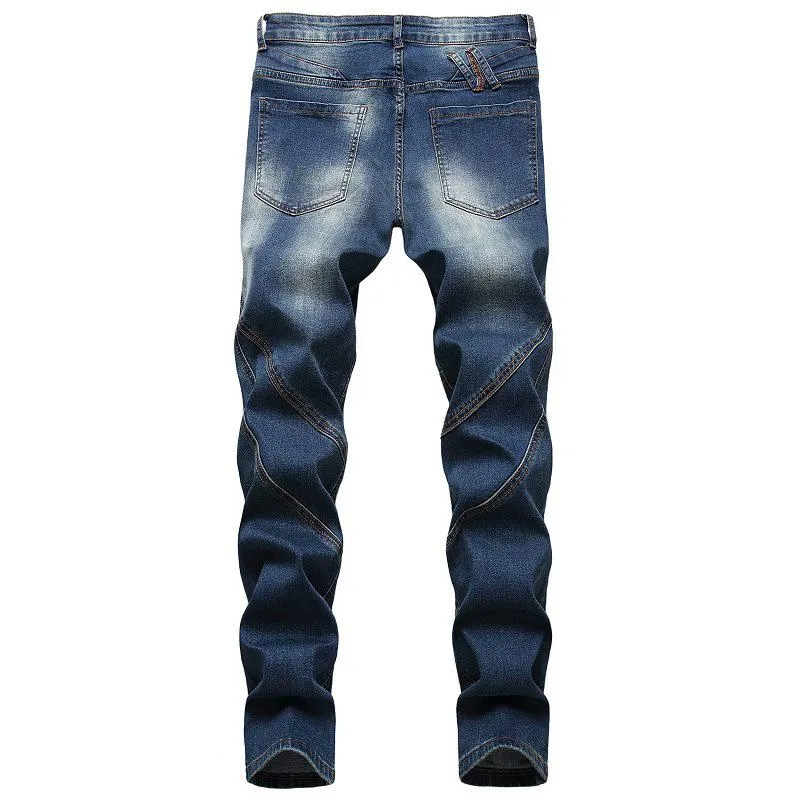 Men's Jeans Mens Multi Pockets Patchwork Cargo Trendy Plus Size Zipper Stretch Denim Slim Straight Pants Trousers290q