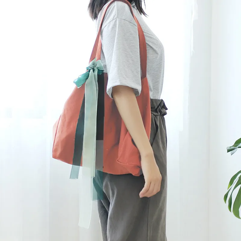 Venda quente moda mulheres pano sacos lona bolsa de lona arco ombro senhoras de serviço algodão ambiental sacos pequenos frescos