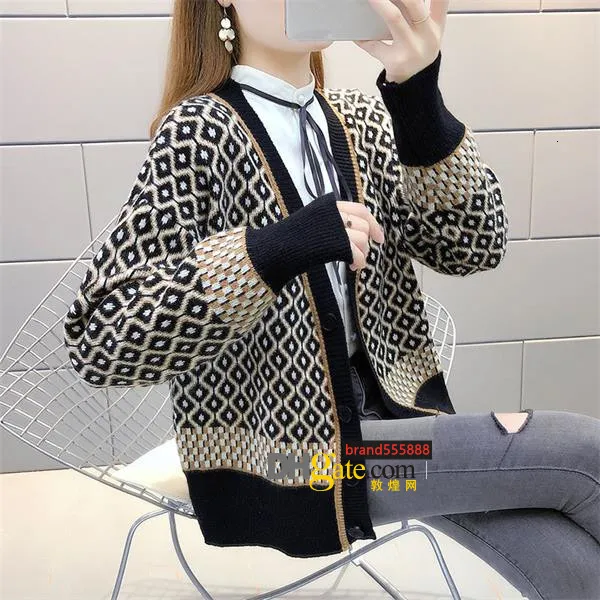 Womens Sweaters 2021 luxury embroidery Cardigan Cashmere Stitching Streetwear comfortable Knitted size s-2xl