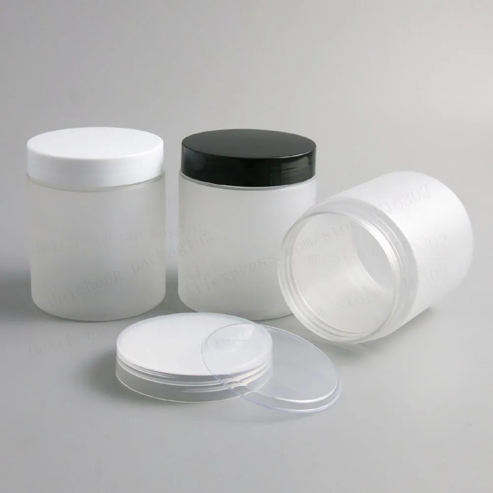 20 x 250G 250 ml Frost Pet Jars Containrar med skruvplastlock 250cc 8.33oz Tomt transparent kräm Kosmetisk förpackning